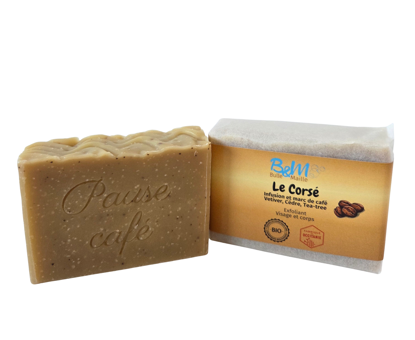 savon exfoliant vétiver café bulle et maille